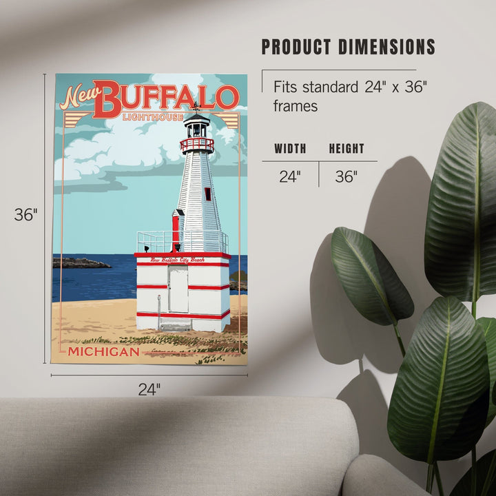 New Buffalo, Michigan, New Buffalo Lighthouse, Art & Giclee Prints Art Lantern Press