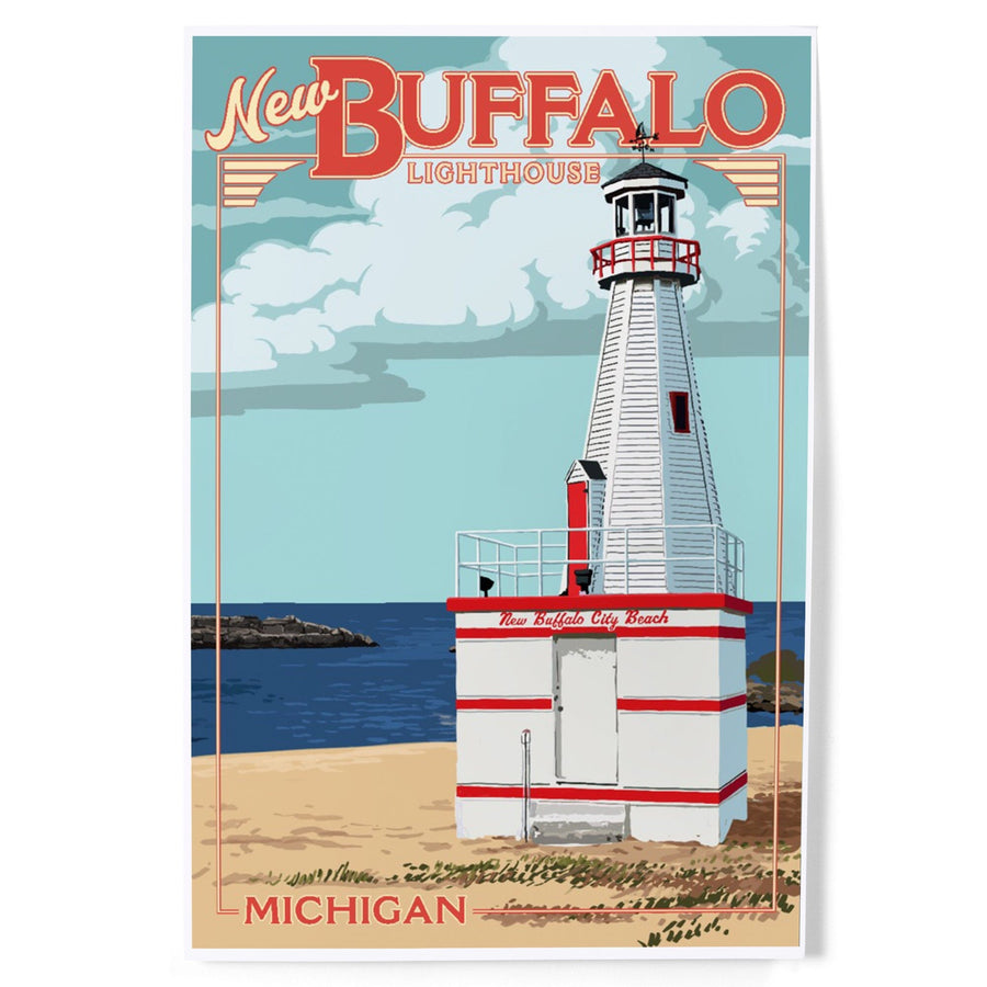 New Buffalo, Michigan, New Buffalo Lighthouse, Art & Giclee Prints Art Lantern Press
