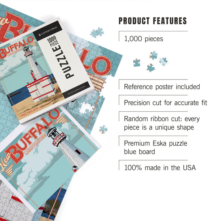 New Buffalo, Michigan, New Buffalo Lighthouse, Jigsaw Puzzle Puzzle Lantern Press