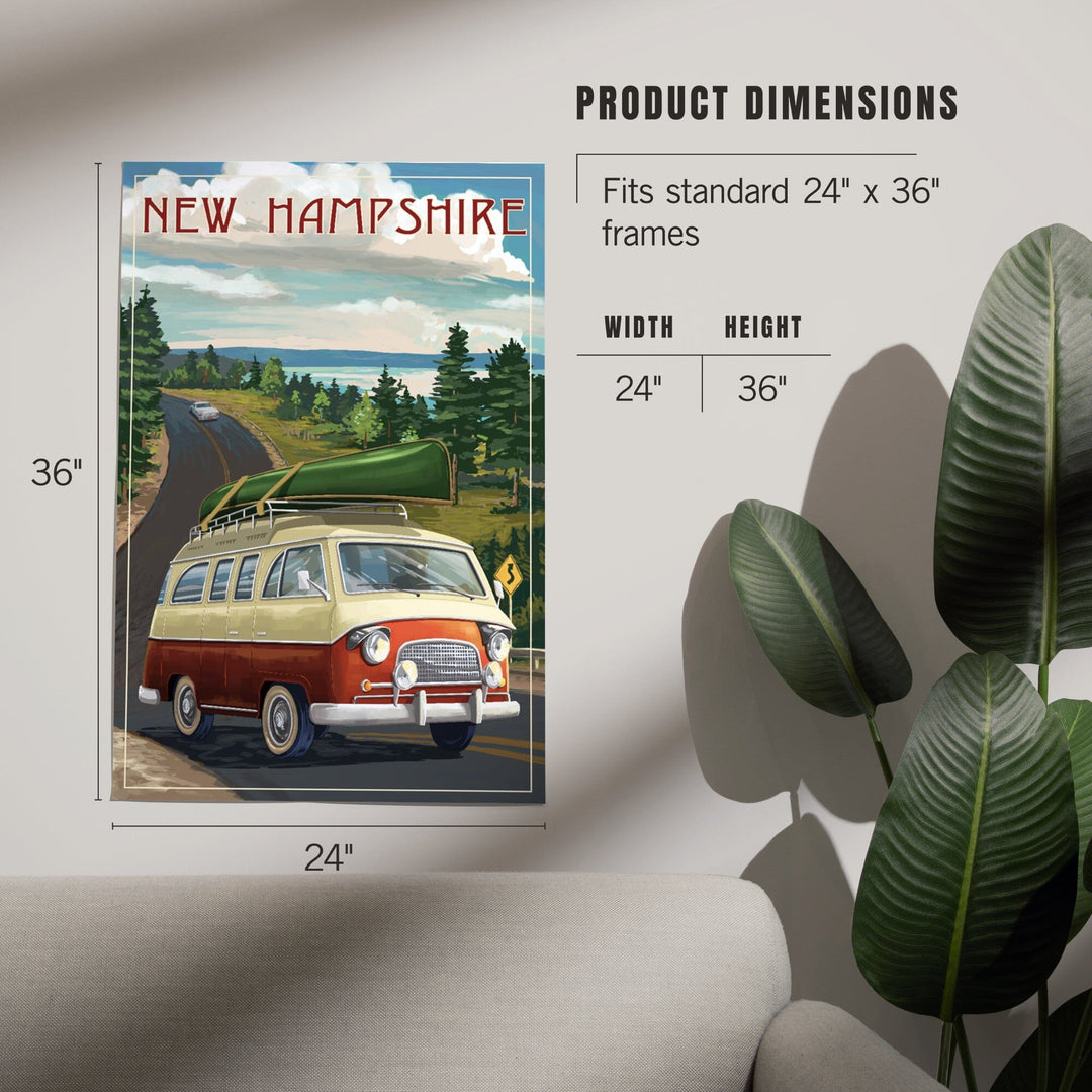 New Hampshire, Camper Van and Lake, Art & Giclee Prints Art Lantern Press