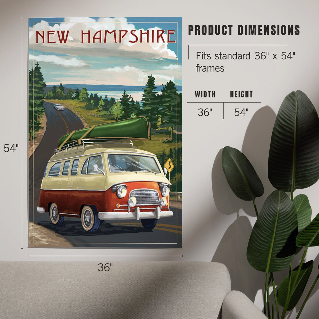 New Hampshire, Camper Van and Lake, Art & Giclee Prints Art Lantern Press