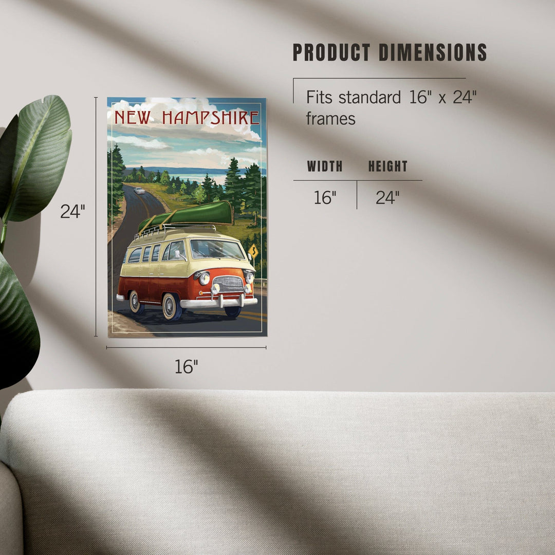 New Hampshire, Camper Van and Lake, Art & Giclee Prints Art Lantern Press