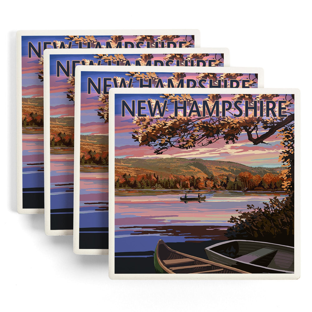 New Hampshire, Lake at Dusk, Coasters Coasters Lantern Press