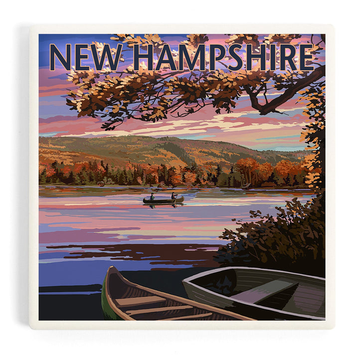 New Hampshire, Lake at Dusk, Coasters Coasters Lantern Press Coaster