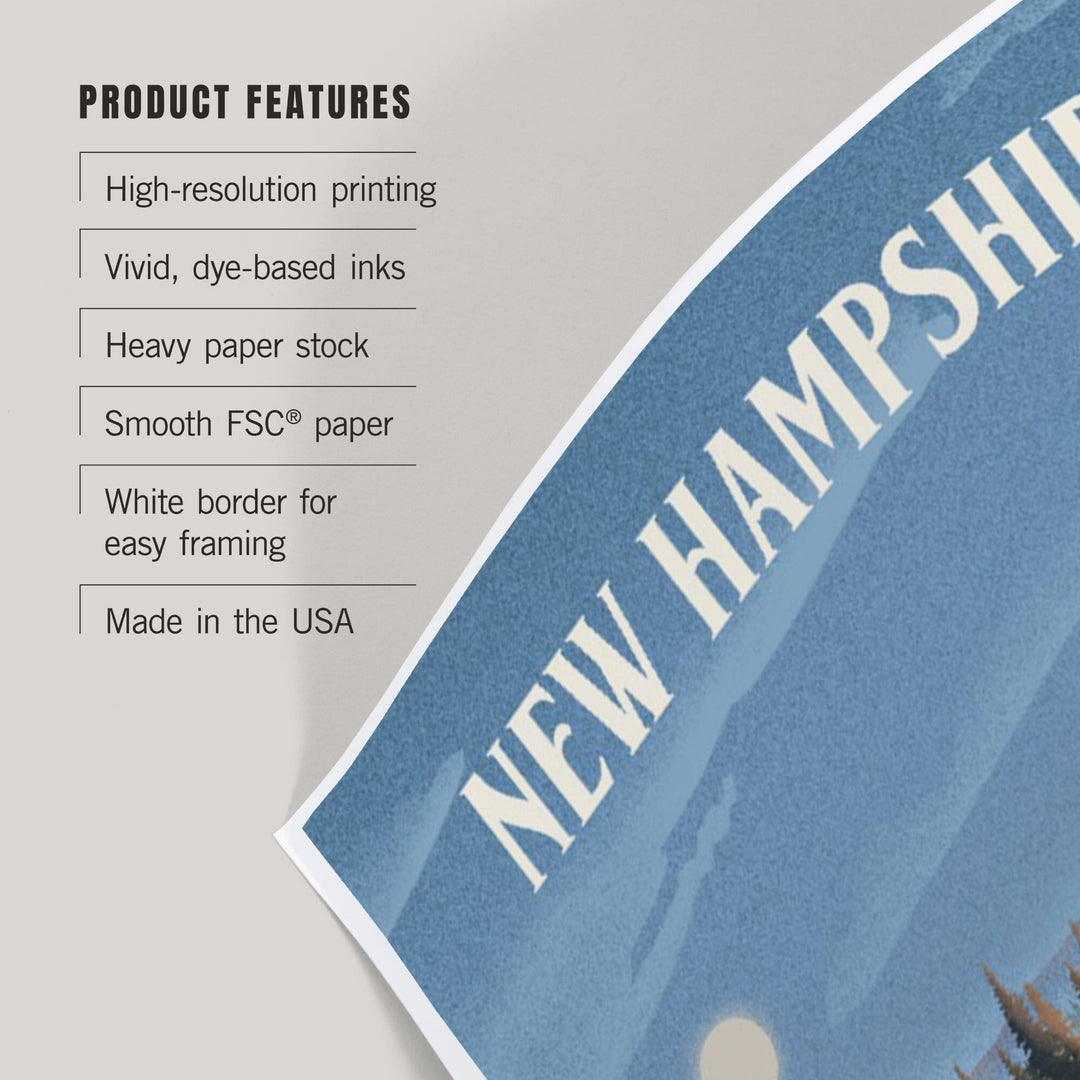 New Hampshire, Lithograph, Reflection Pond and Bull Moose, Art & Giclee Prints Art Lantern Press
