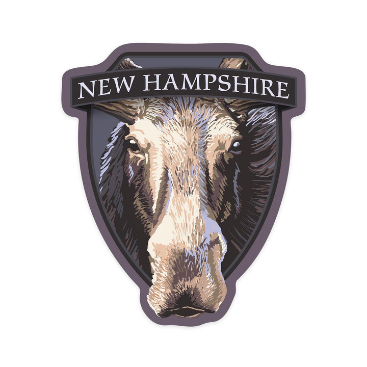 New Hampshire, Moose Up Close, Contour, Vinyl Sticker Sticker Lantern Press