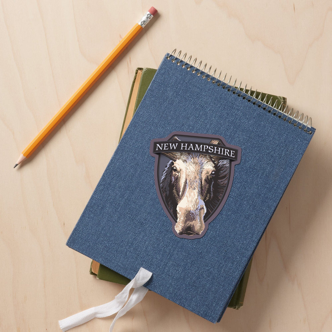 New Hampshire, Moose Up Close, Contour, Vinyl Sticker Sticker Lantern Press