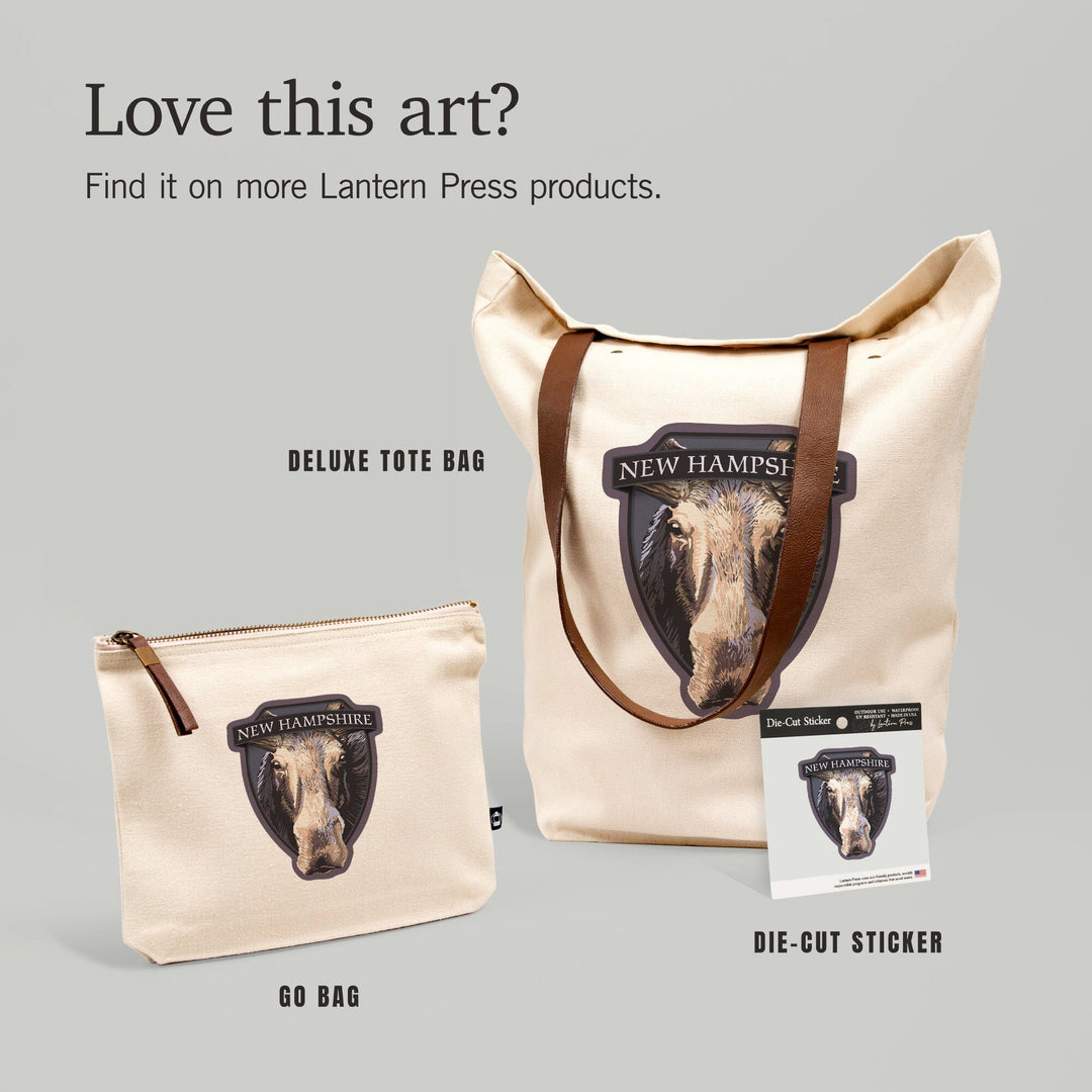 New Hampshire, Moose Up Close, Contour, Vinyl Sticker Sticker Lantern Press