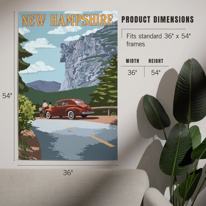 New Hampshire, Old Man of the Mountain and Roadway, Art & Giclee Prints Art Lantern Press