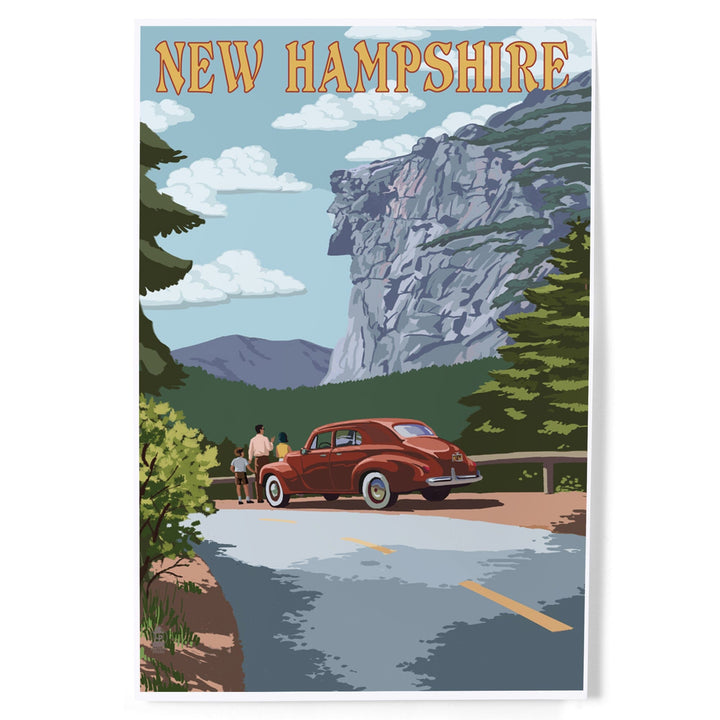 New Hampshire, Old Man of the Mountain and Roadway, Art & Giclee Prints Art Lantern Press
