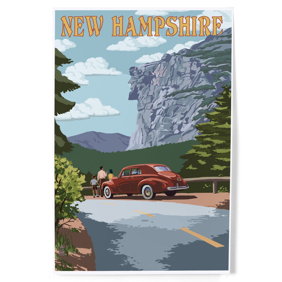 New Hampshire, Old Man of the Mountain and Roadway, Art & Giclee Prints Art Lantern Press