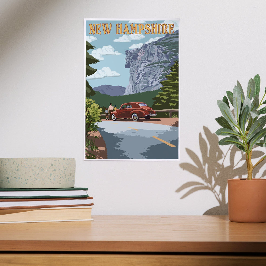 New Hampshire, Old Man of the Mountain and Roadway, Art & Giclee Prints Art Lantern Press
