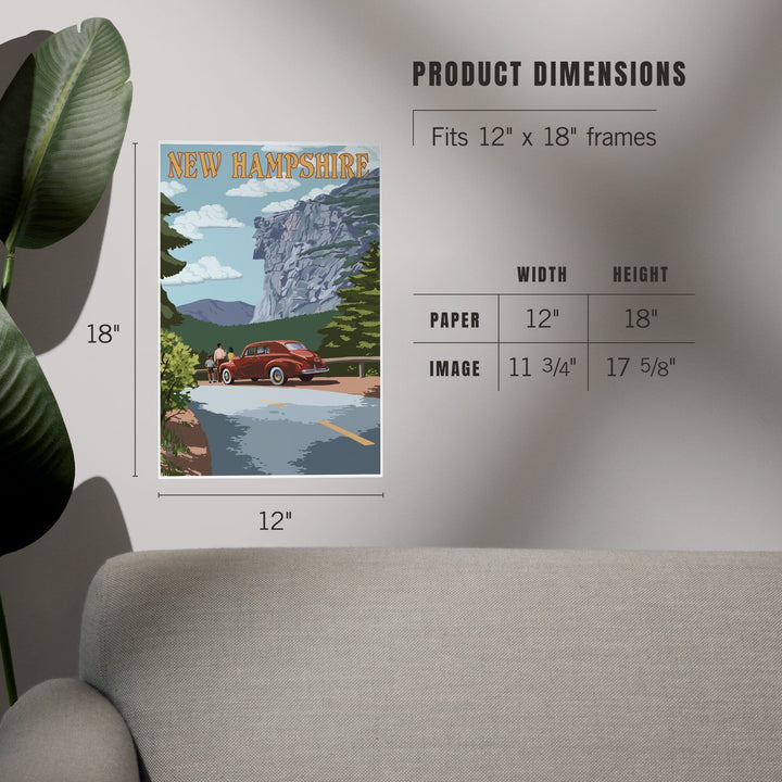 New Hampshire, Old Man of the Mountain and Roadway, Art & Giclee Prints Art Lantern Press