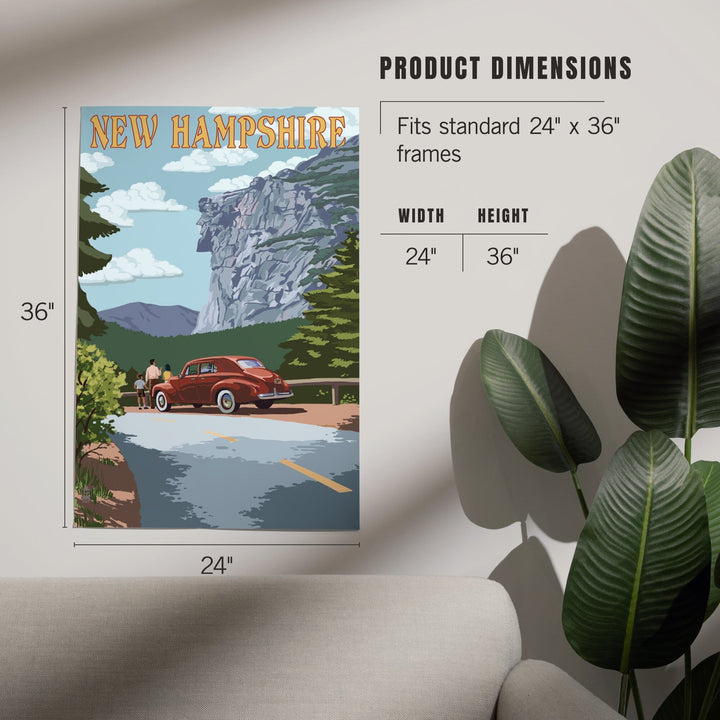 New Hampshire, Old Man of the Mountain and Roadway, Art & Giclee Prints Art Lantern Press
