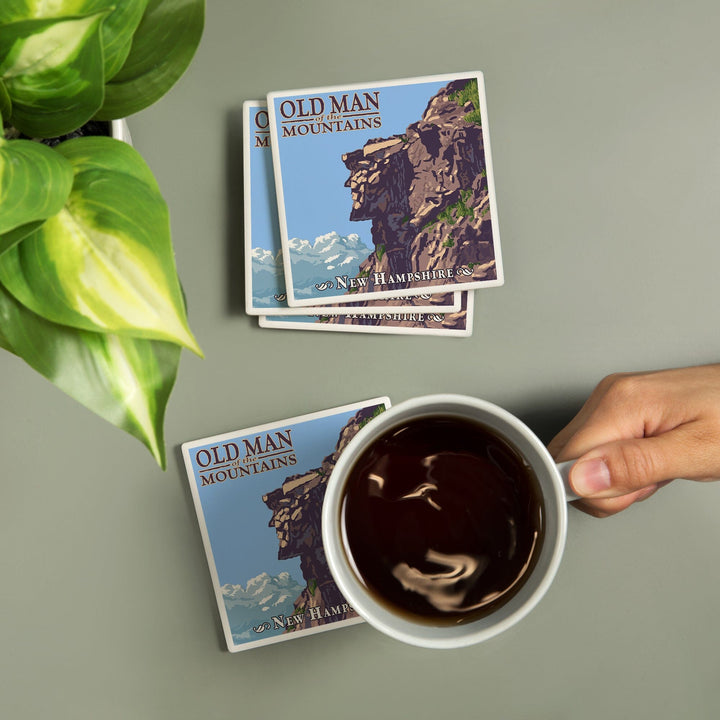 New Hampshire, Old Man of the Mountain, Coasters Coasters Lantern Press