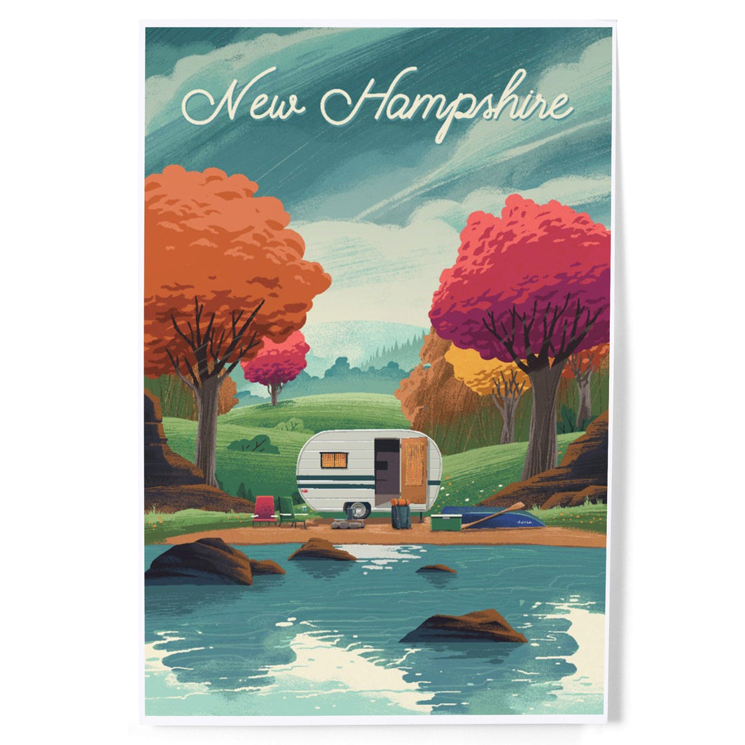 New Hampshire, Outdoor Activity, At Home Anywhere, Camper in Fall Colors, Art & Giclee Prints Art Lantern Press