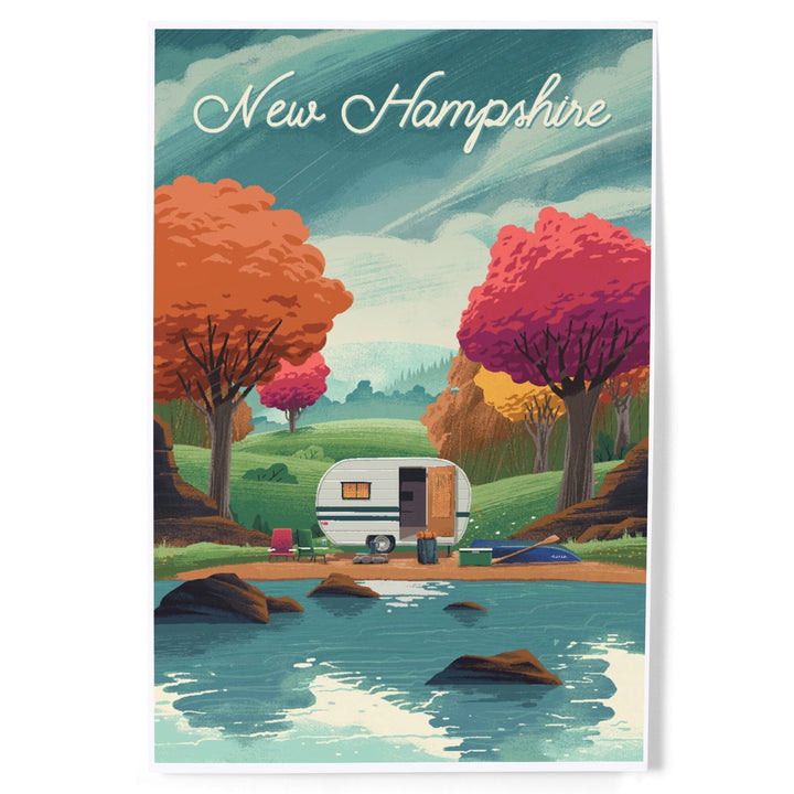 New Hampshire, Outdoor Activity, At Home Anywhere, Camper in Fall Colors, Art & Giclee Prints Art Lantern Press