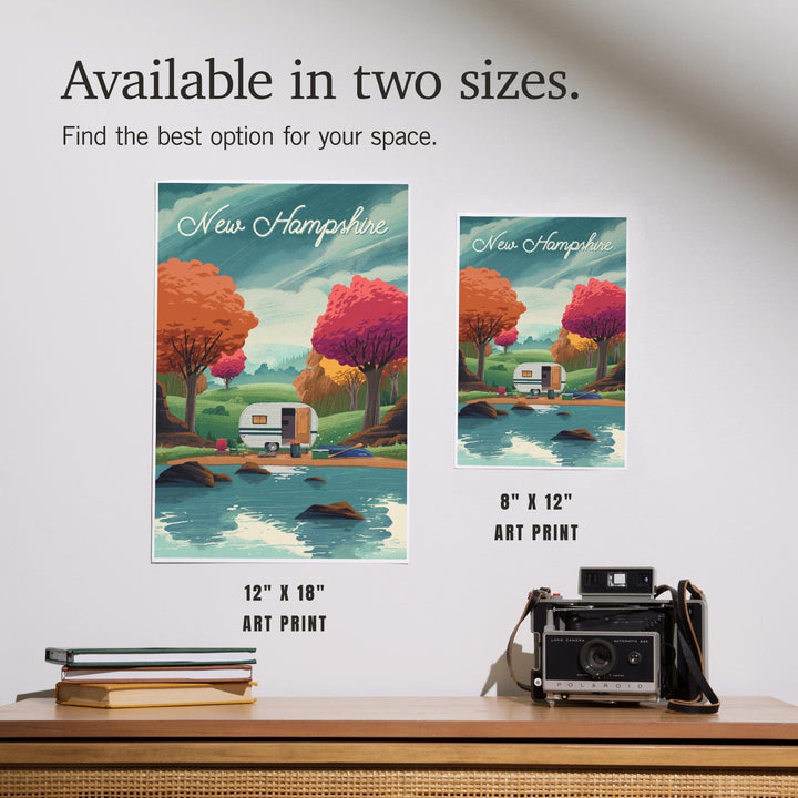 New Hampshire, Outdoor Activity, At Home Anywhere, Camper in Fall Colors, Art & Giclee Prints Art Lantern Press