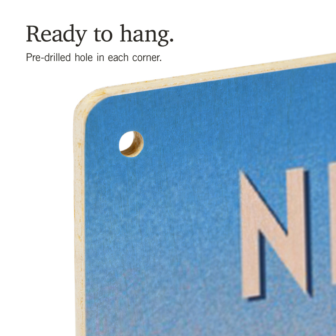 New Hampshire, Prepare for Takeoff, Skis in Snowbank, Wood Signs and Postcards Wood Lantern Press