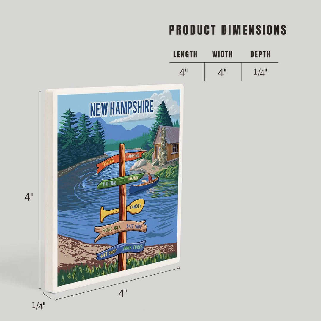 New Hampshire, Signpost, River, Coasters Coasters Lantern Press