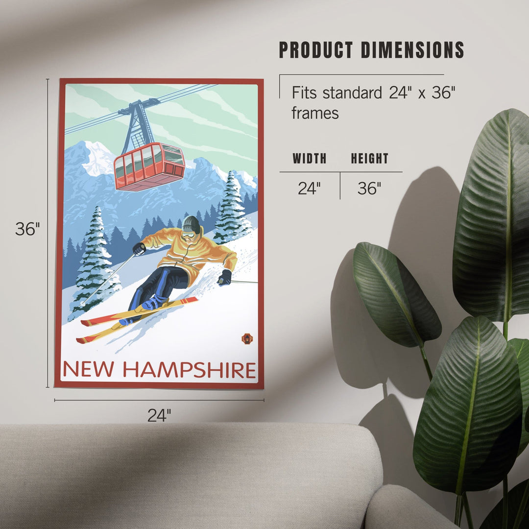 New Hampshire, Skier and Tram, Art & Giclee Prints Art Lantern Press