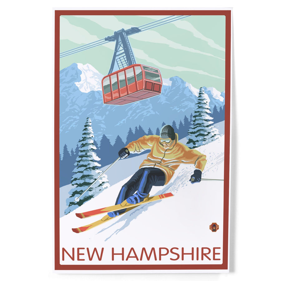New Hampshire, Skier and Tram, Art & Giclee Prints Art Lantern Press