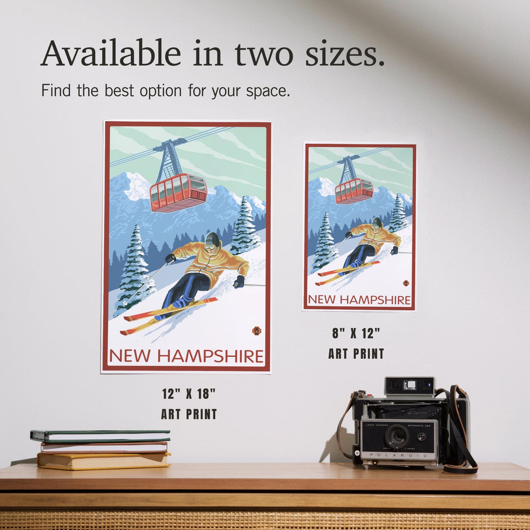 New Hampshire, Skier and Tram, Art & Giclee Prints Art Lantern Press