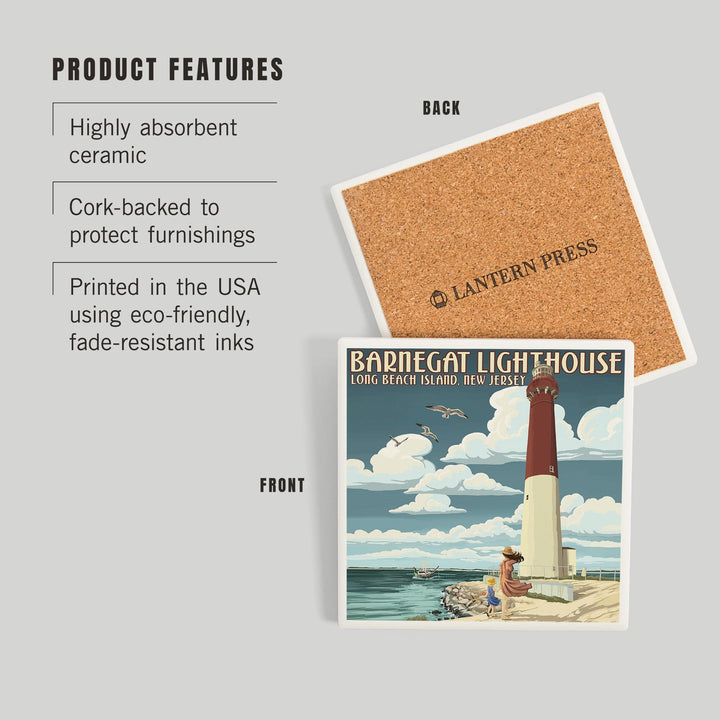 New Jersey Shore, Barnegat Lighthouse, Coasters Coasters Lantern Press