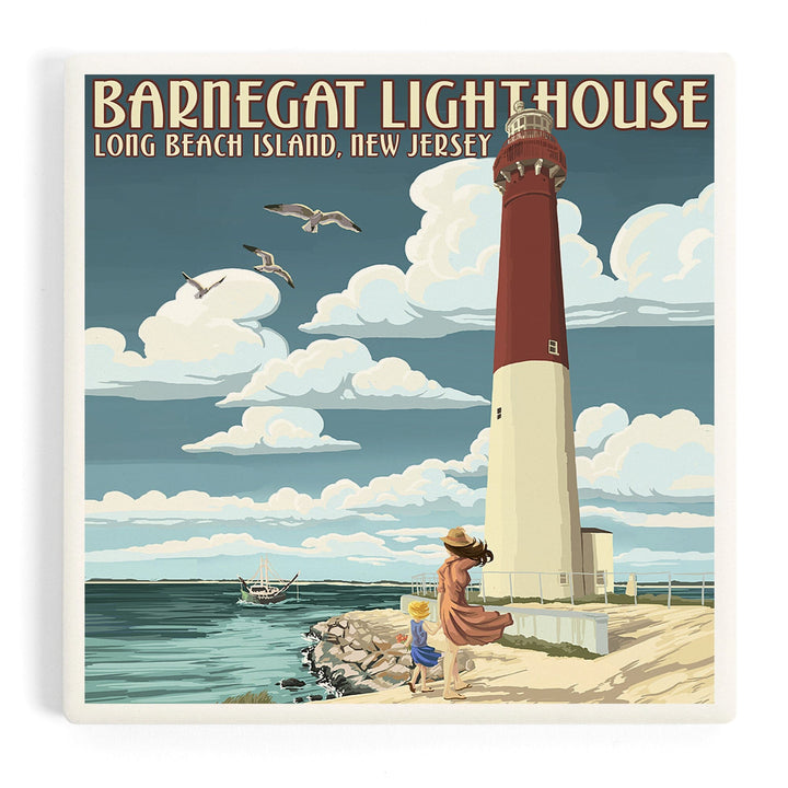New Jersey Shore, Barnegat Lighthouse, Coasters Coasters Lantern Press Coaster