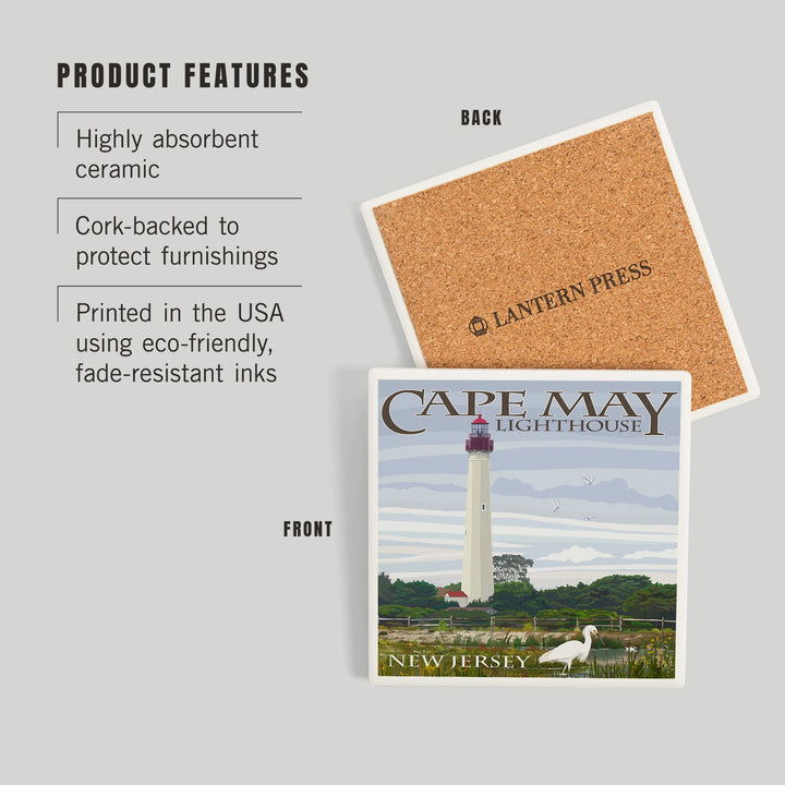 New Jersey Shore, Cape May Lighthouse, Coasters Coasters Lantern Press