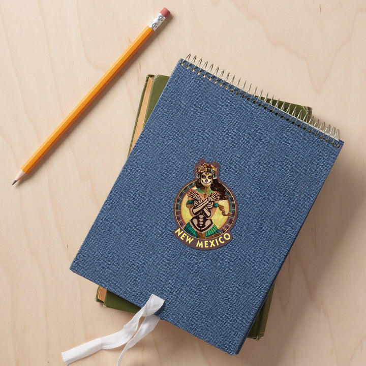 New Mexico, Day of the Dead, Crossbones, Contour, Lantern Press Artwork, Vinyl Sticker Sticker Lantern Press