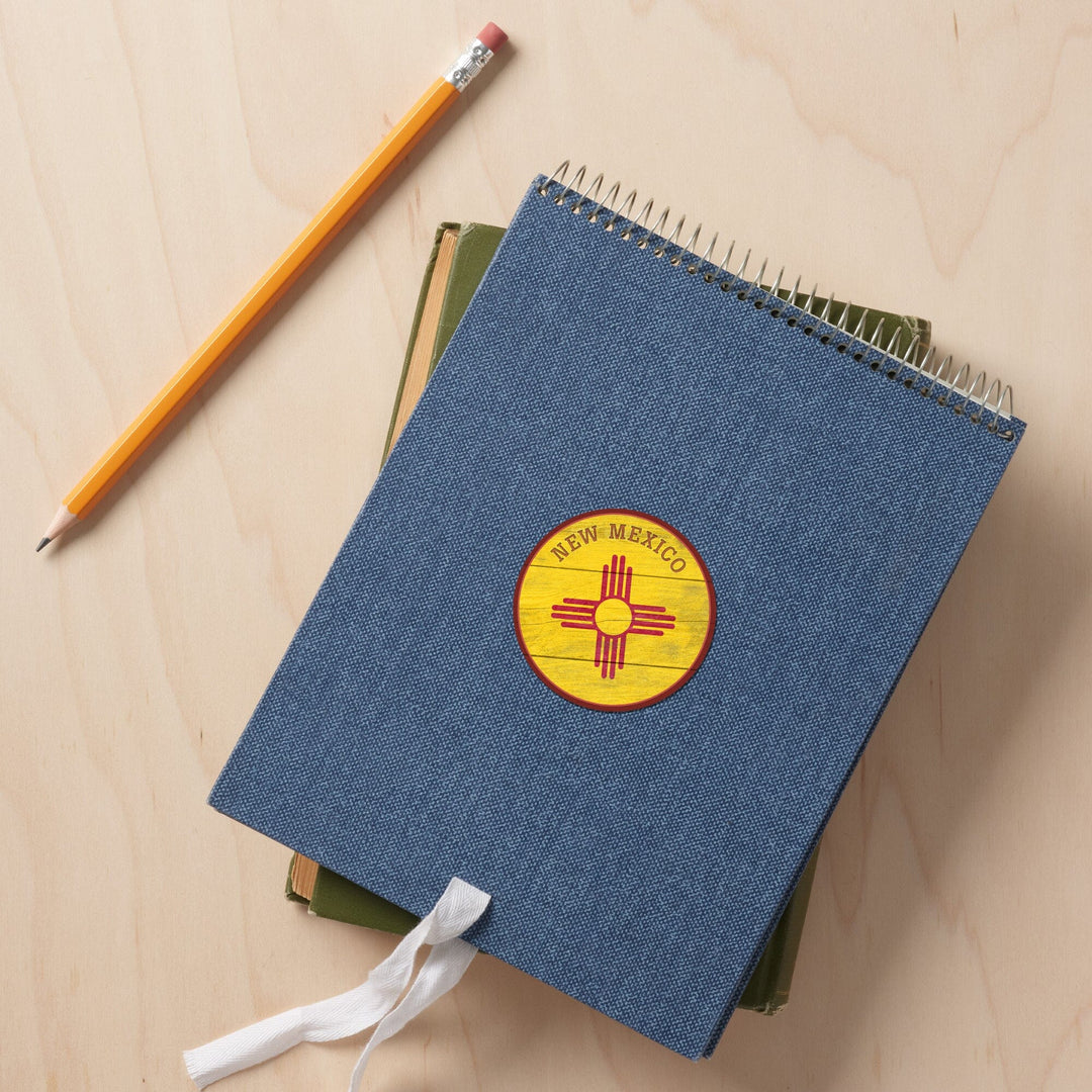 New Mexico, State Flag, Rustic Painting, Contour, Lantern Press Artwork, Vinyl Sticker Sticker Lantern Press