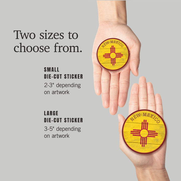 New Mexico, State Flag, Rustic Painting, Contour, Lantern Press Artwork, Vinyl Sticker Sticker Lantern Press