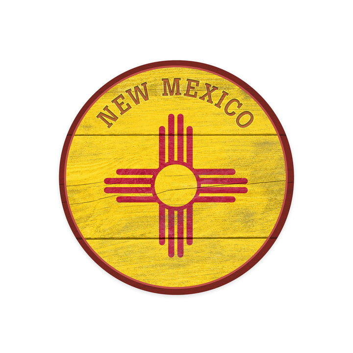New Mexico, State Flag, Rustic Painting, Contour, Lantern Press Artwork, Vinyl Sticker Sticker Lantern Press