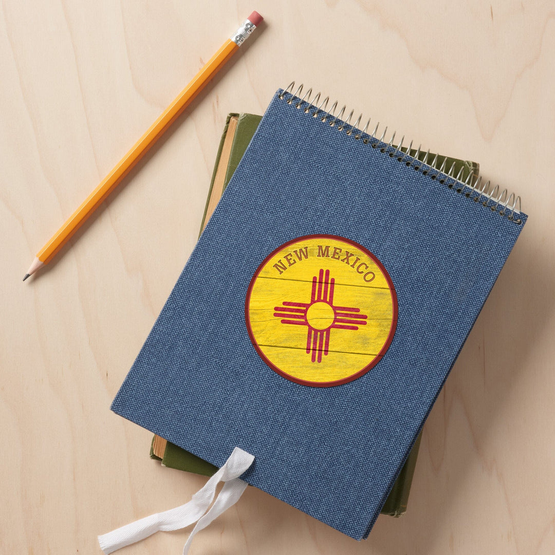 New Mexico, State Flag, Rustic Painting, Contour, Lantern Press Artwork, Vinyl Sticker Sticker Lantern Press