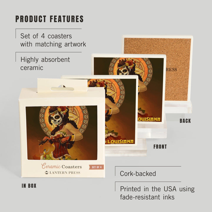 New Orleans, Louisiana, Dia De Los Muertos Marionettes, Day of the Dead, Coasters Coasters Lantern Press