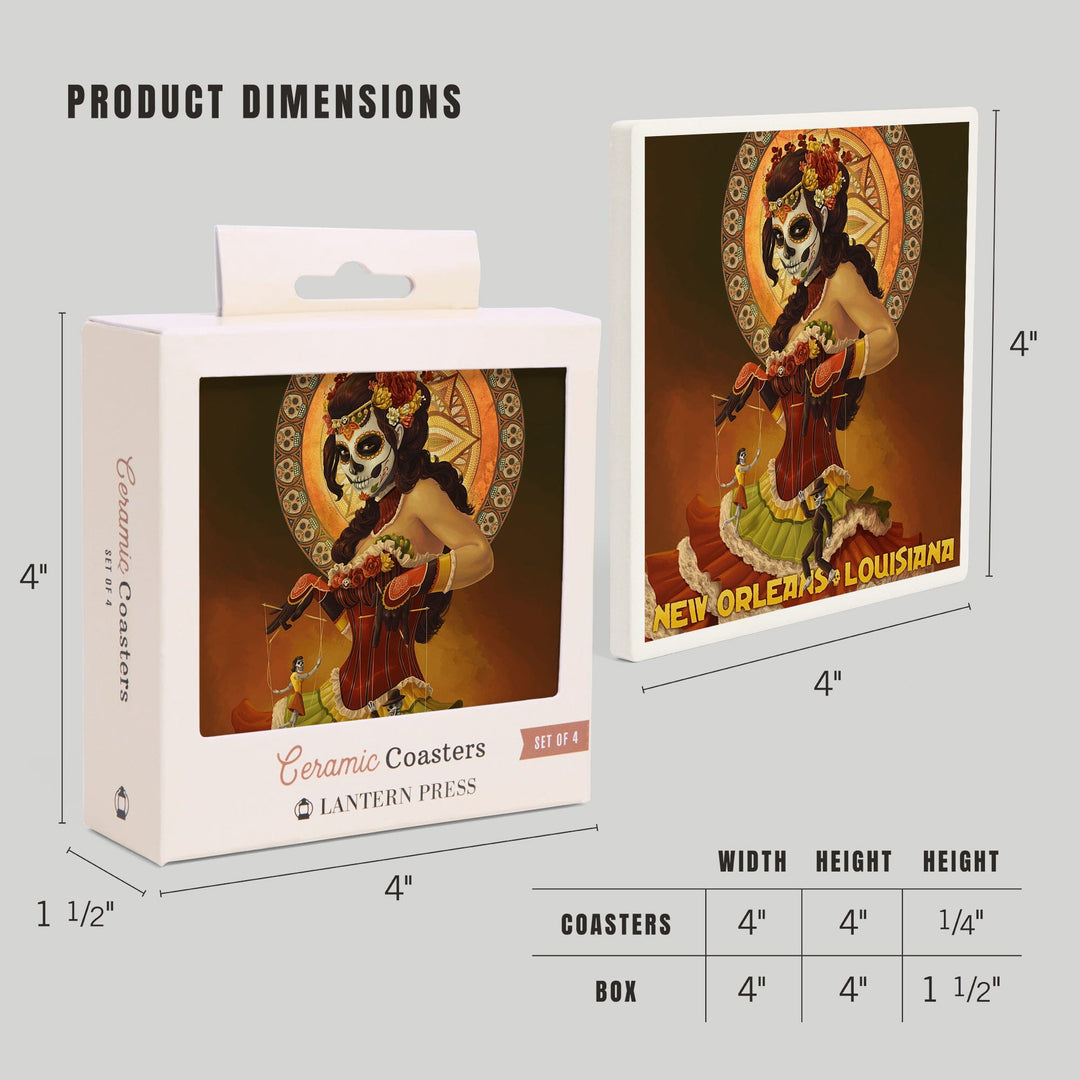New Orleans, Louisiana, Dia De Los Muertos Marionettes, Day of the Dead, Coasters Coasters Lantern Press