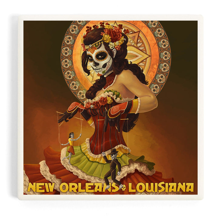 New Orleans, Louisiana, Dia De Los Muertos Marionettes, Day of the Dead, Coasters Coasters Lantern Press Coaster