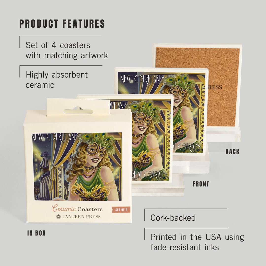 New Orleans, Louisiana, Mardi Gras, Coasters Coasters Lantern Press