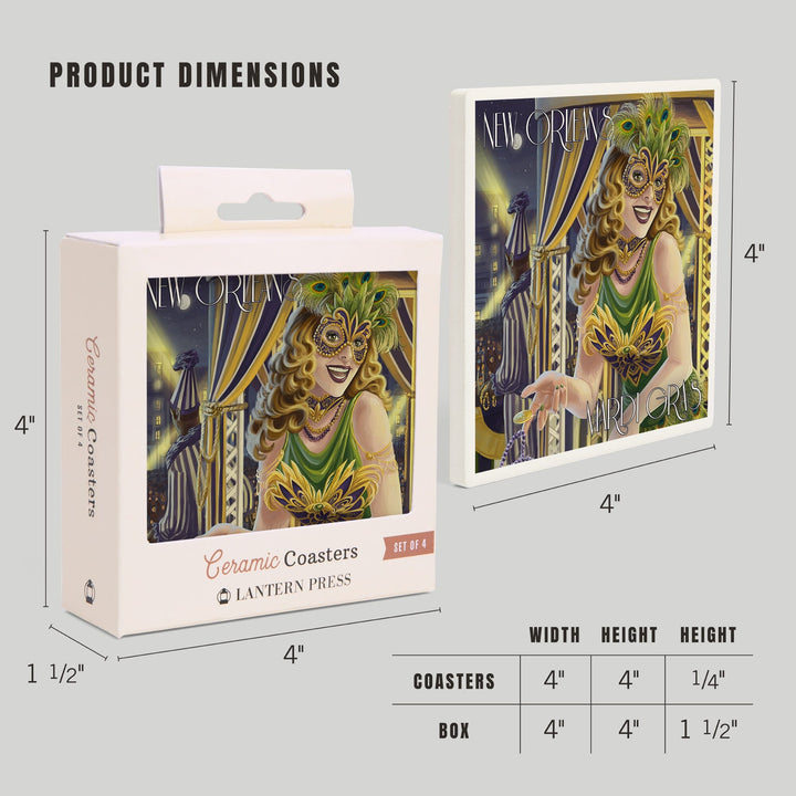 New Orleans, Louisiana, Mardi Gras, Coasters Coasters Lantern Press