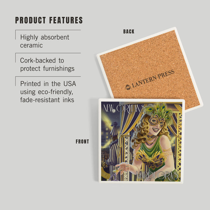 New Orleans, Louisiana, Mardi Gras, Coasters Coasters Lantern Press