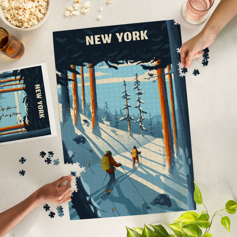 New York, Better on Foot, Snowshoeing, Jigsaw Puzzle Puzzle Lantern Press