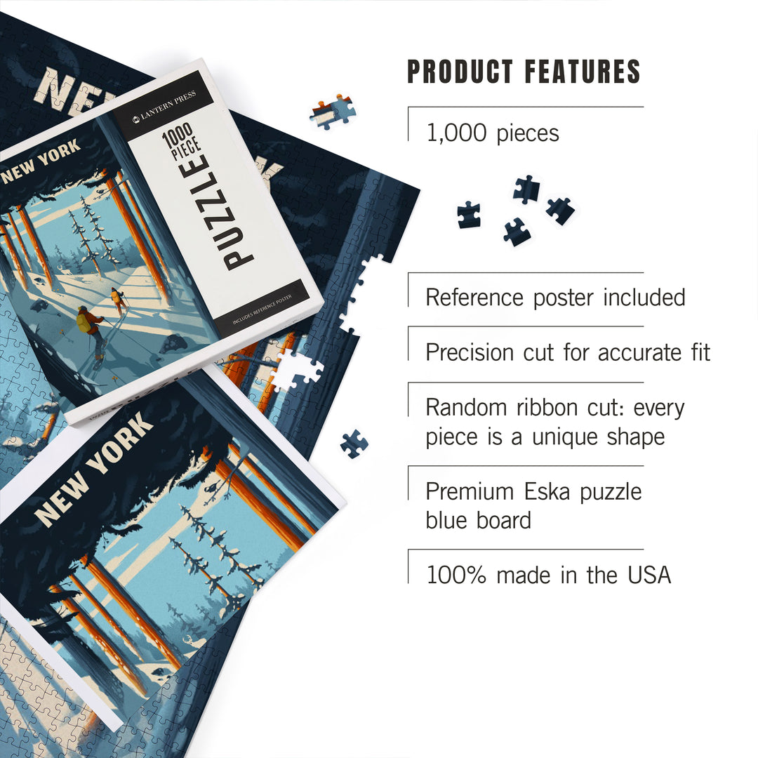 New York, Better on Foot, Snowshoeing, Jigsaw Puzzle Puzzle Lantern Press