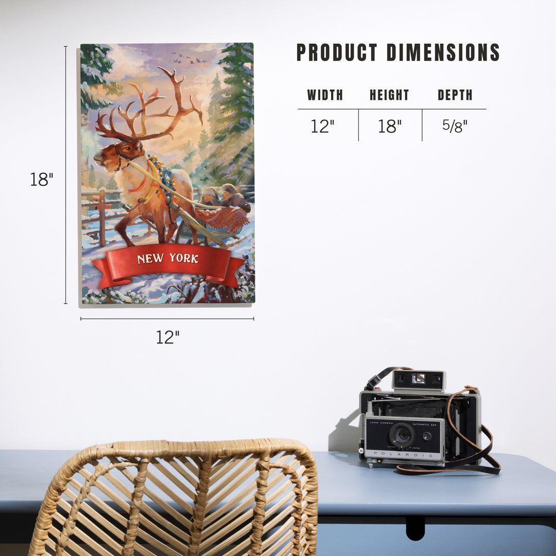 New York, Christmas Sleigh Ride, Wood Signs and Postcards Wood Lantern Press