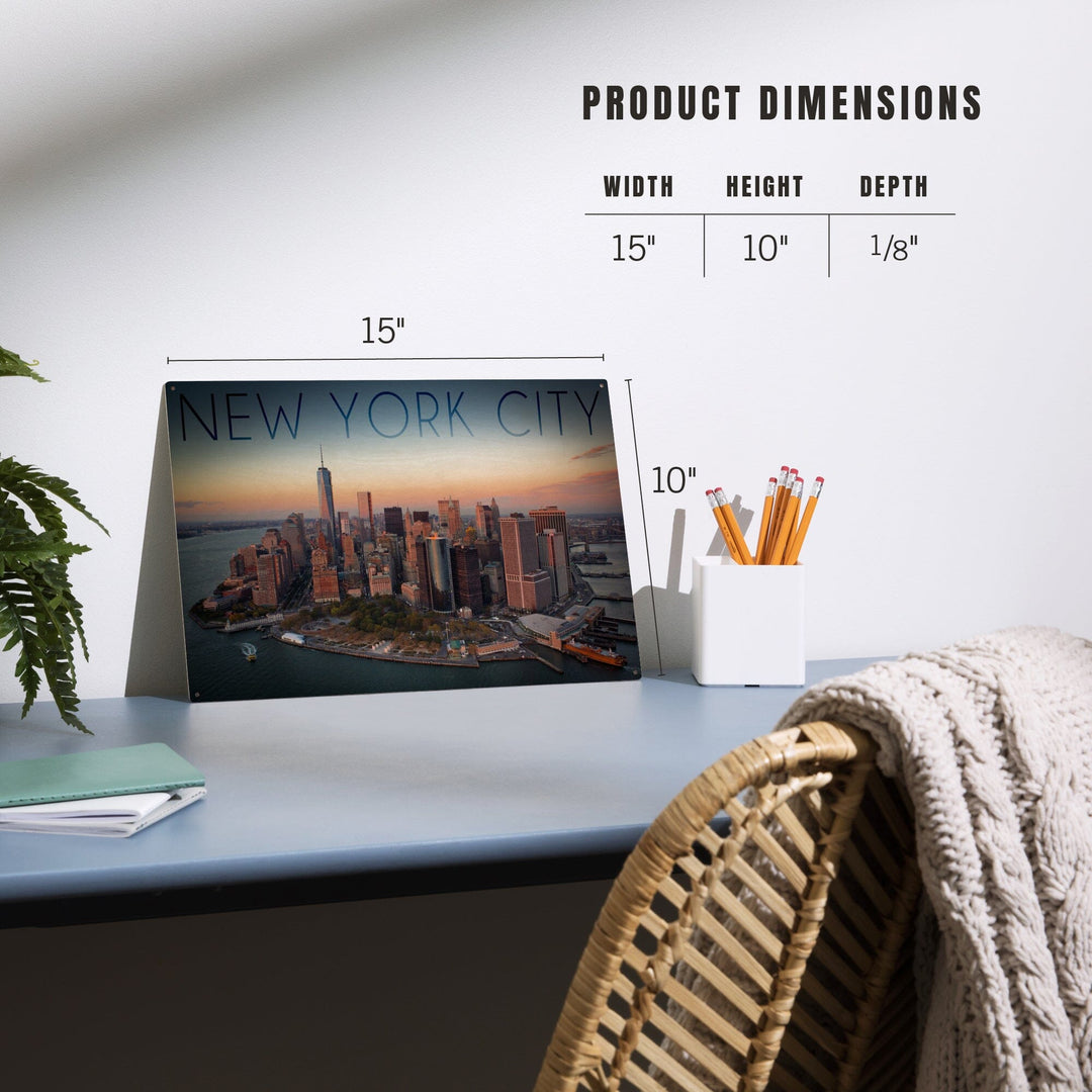 New York City, New York, Aerial Skyline, Lantern Press Photography, Wood Signs and Postcards Wood Lantern Press