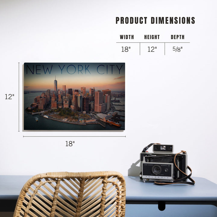 New York City, New York, Aerial Skyline, Lantern Press Photography, Wood Signs and Postcards Wood Lantern Press