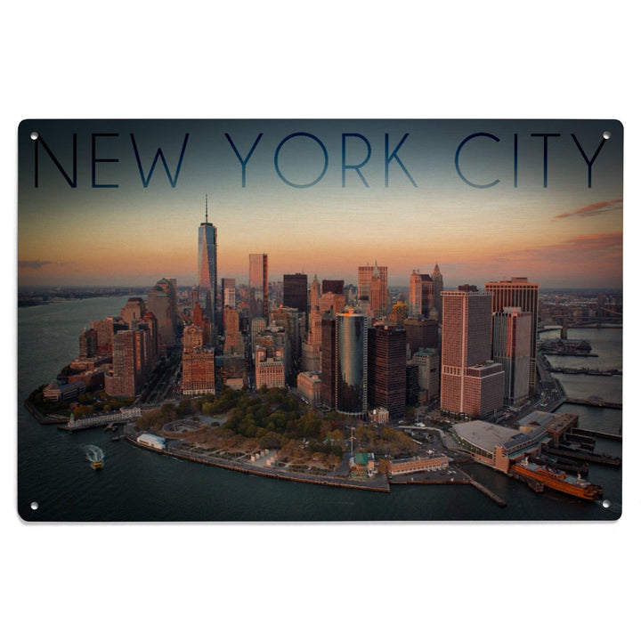 New York City, New York, Aerial Skyline, Lantern Press Photography, Wood Signs and Postcards Wood Lantern Press