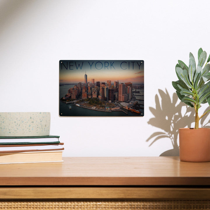 New York City, New York, Aerial Skyline, Lantern Press Photography, Wood Signs and Postcards Wood Lantern Press