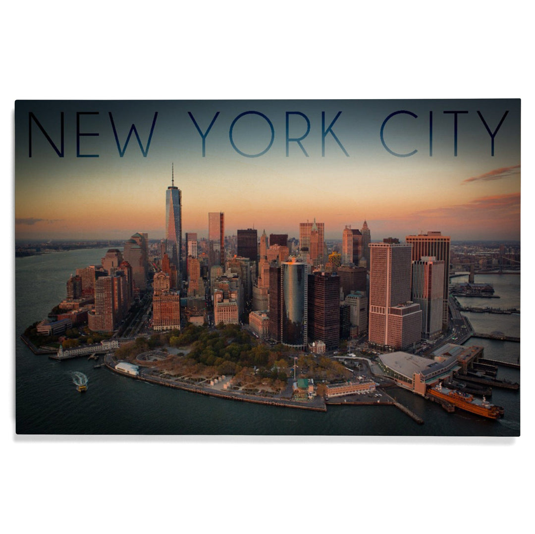 New York City, New York, Aerial Skyline, Lantern Press Photography, Wood Signs and Postcards Wood Lantern Press