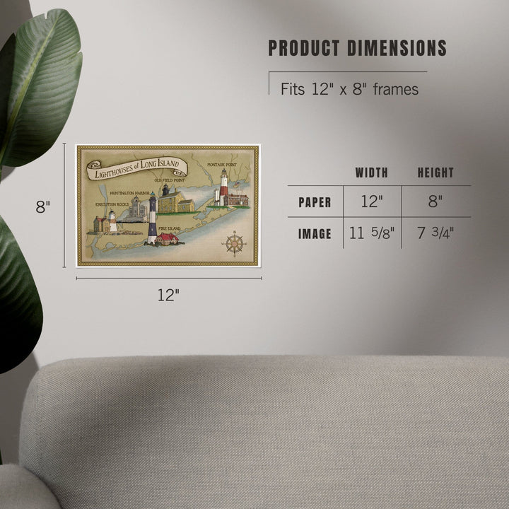 New York, Lighthouses of Long Island, Art & Giclee Prints Art Lantern Press